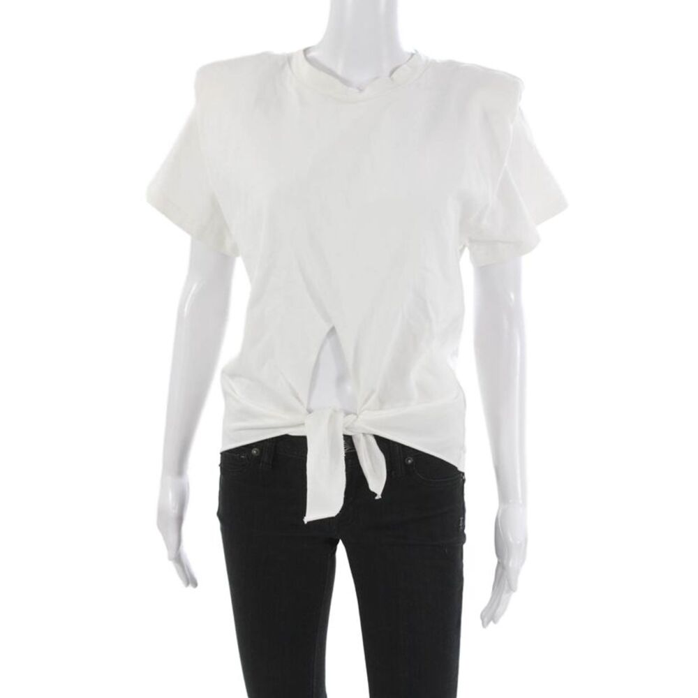Isabel Marant Womens Cropped White Cotton T Shirt Crewneck Short Sleeve Size S
